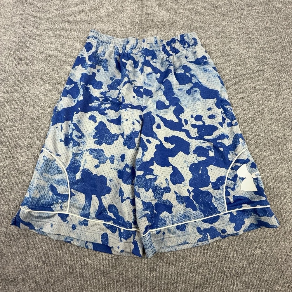Under Armour Shorts Mens Large Blue Camo Mesh 11 Inseam Drawstring Gym Athletic